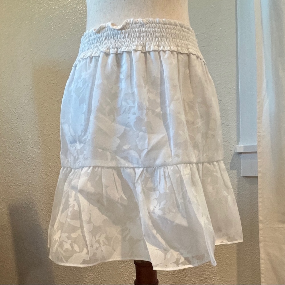 Aqua White Floral Mini Skirt
